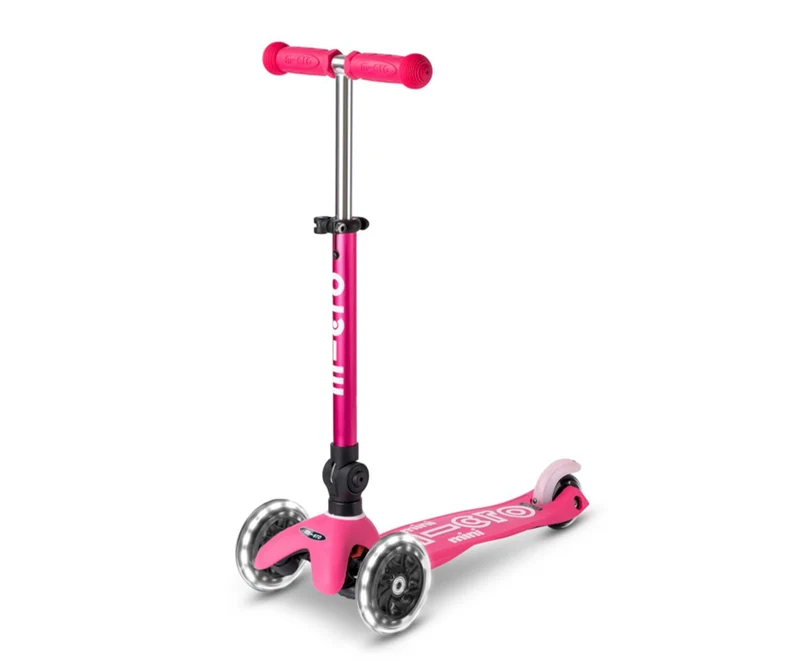 Patinete Mini Micro Deluxe Plegable Rosa Luces LED