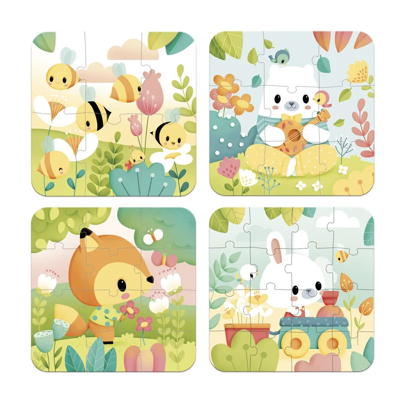 4 Puzzles evolutivos: 6, 9, 12 y 16 piezas (Pure) - Janod