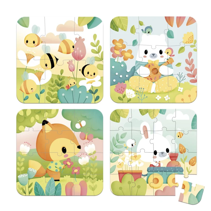 4 Puzzles evolutivos: 6, 9, 12 y 16 piezas (Pure) - Janod