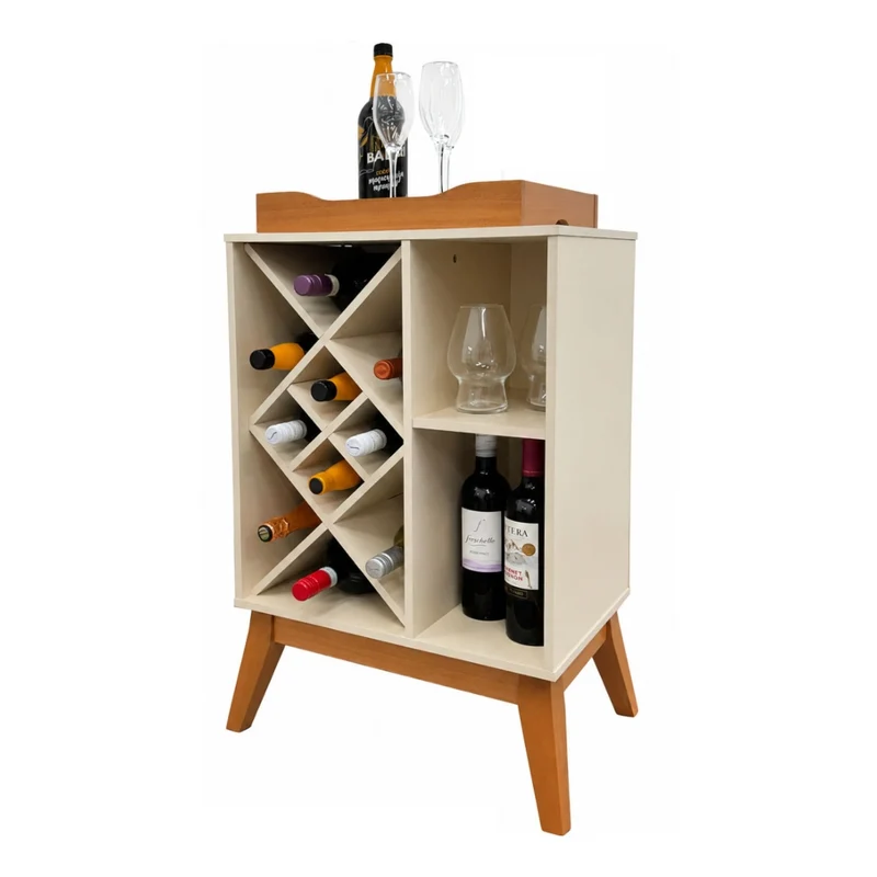 Tokoa Mesa Auxiliar con Estantes y Vineras 50cm Off White (44120)