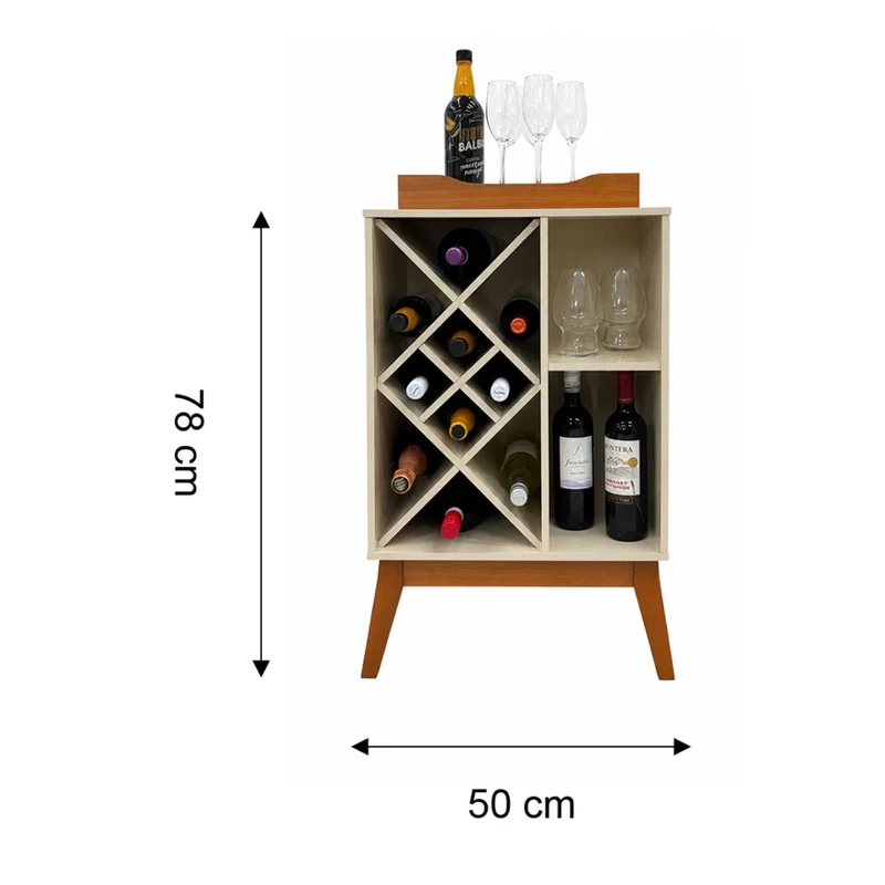 Tokoa Mesa Auxiliar con Estantes y Vineras 50cm Off White (44120)