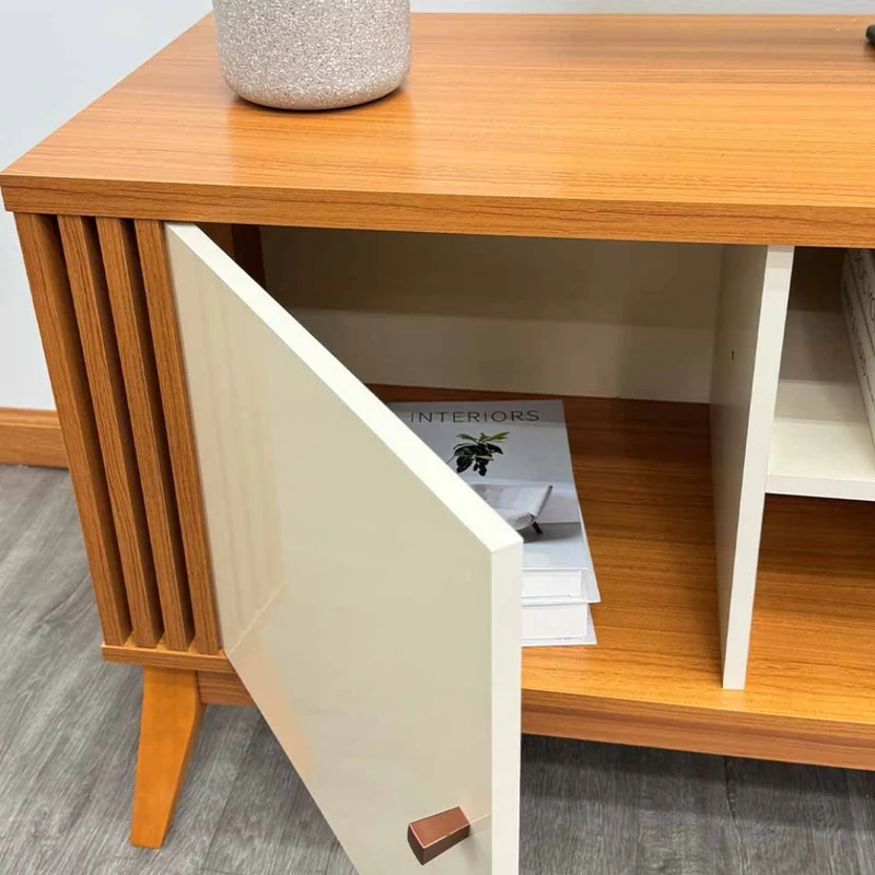 Tokoa Mesa para TV con 2 Puertas y Estantes 160cm Off White (776176)