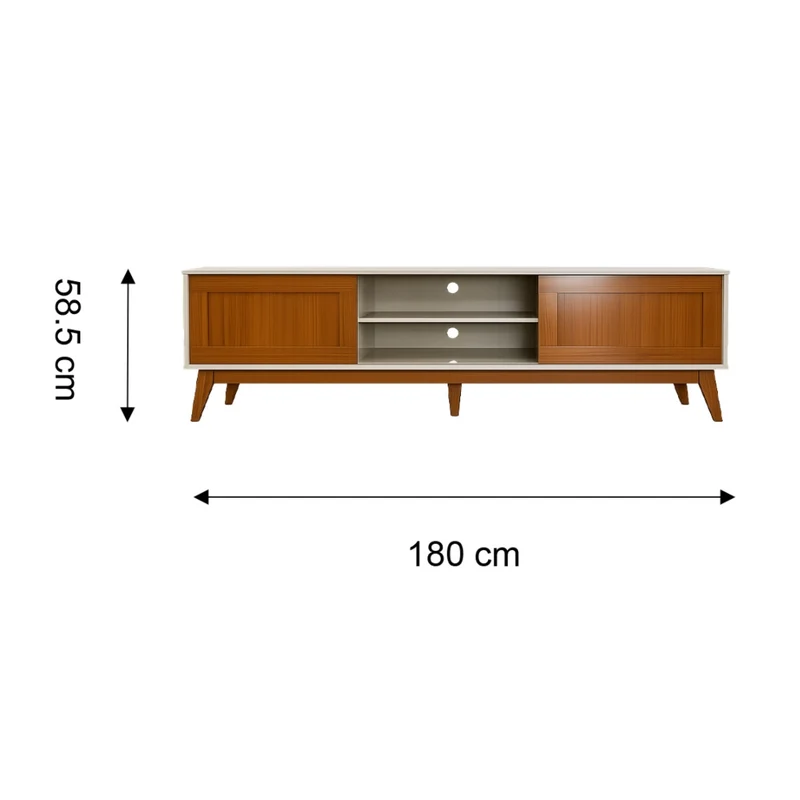 Tokoa Mesa para TV con 2 Puertas y Estantes 180cm Off White (776289)