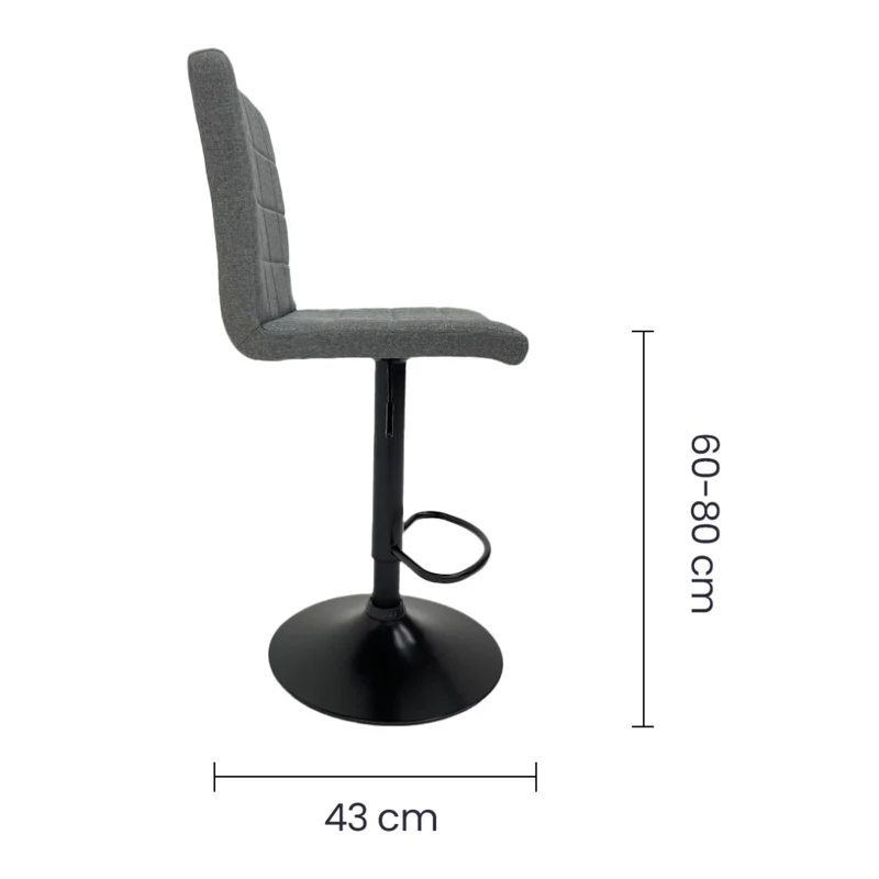Tokoa Silla de Bar Giratoria y Ajustable 44x99-121cm