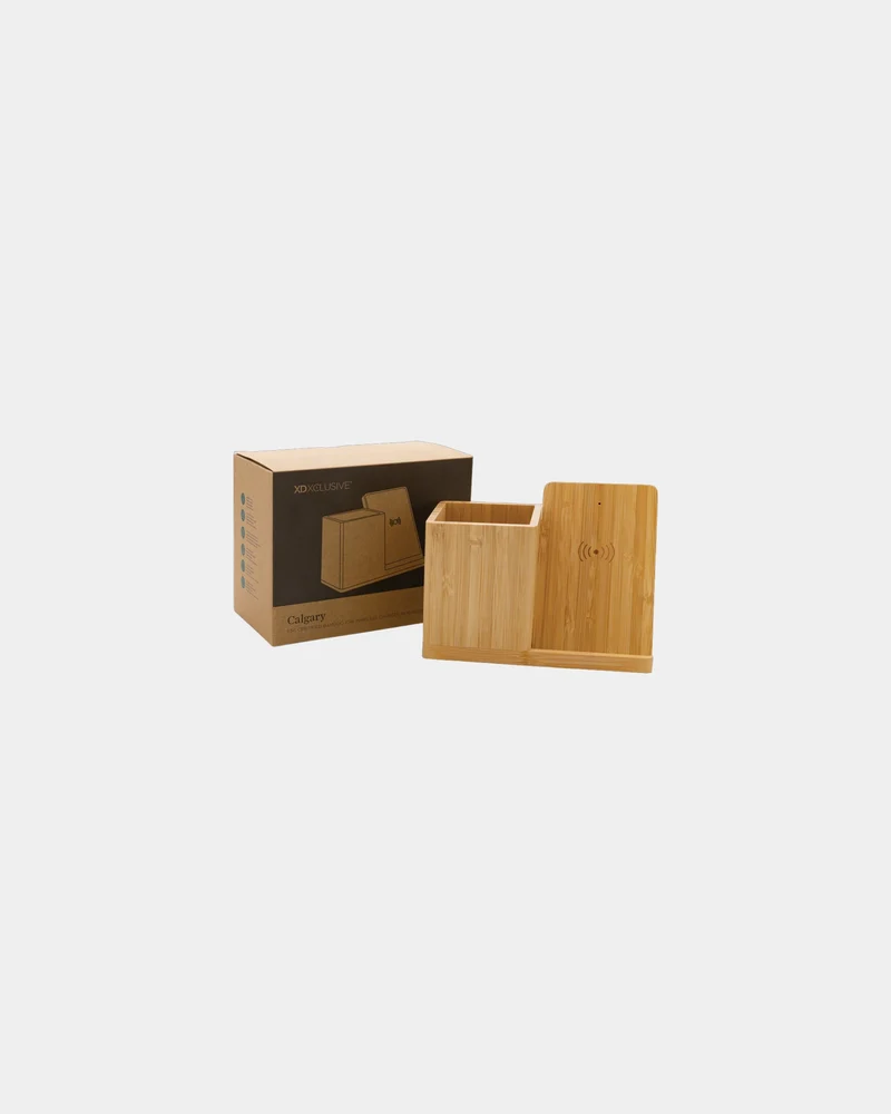Cargador inalámbrico bambú Calgary 10W para personalizar