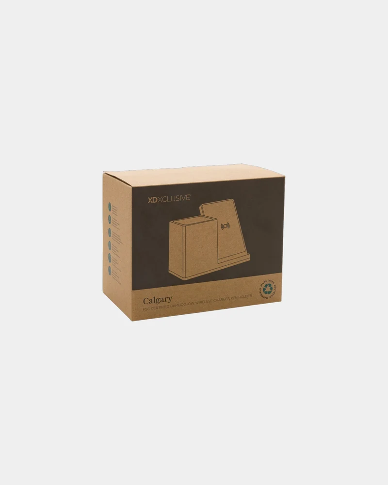 Cargador inalámbrico bambú Calgary 10W para personalizar