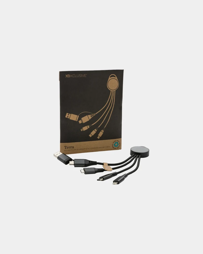 Cable de carga 6 en 1 aluminio reciclado para personalizar