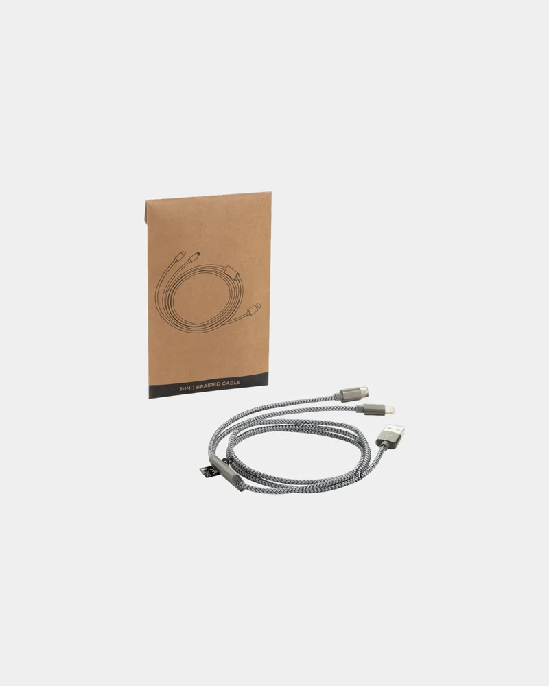 Cable trenzado 3 en 1 nylon 120 cm para personalizar