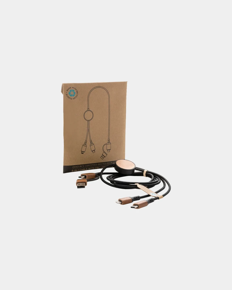 Multicable 6 en 1 reciclado RCS 120 cm para personalizar