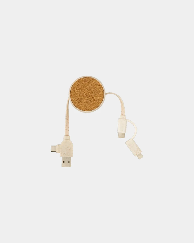 Cable retráctil 6 en 1 corcho y paja para personalizar