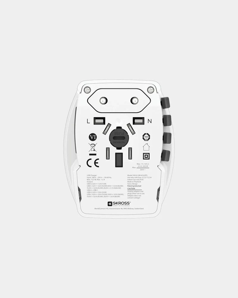 Adaptador de viaje 65W Skross MUV para personalizar