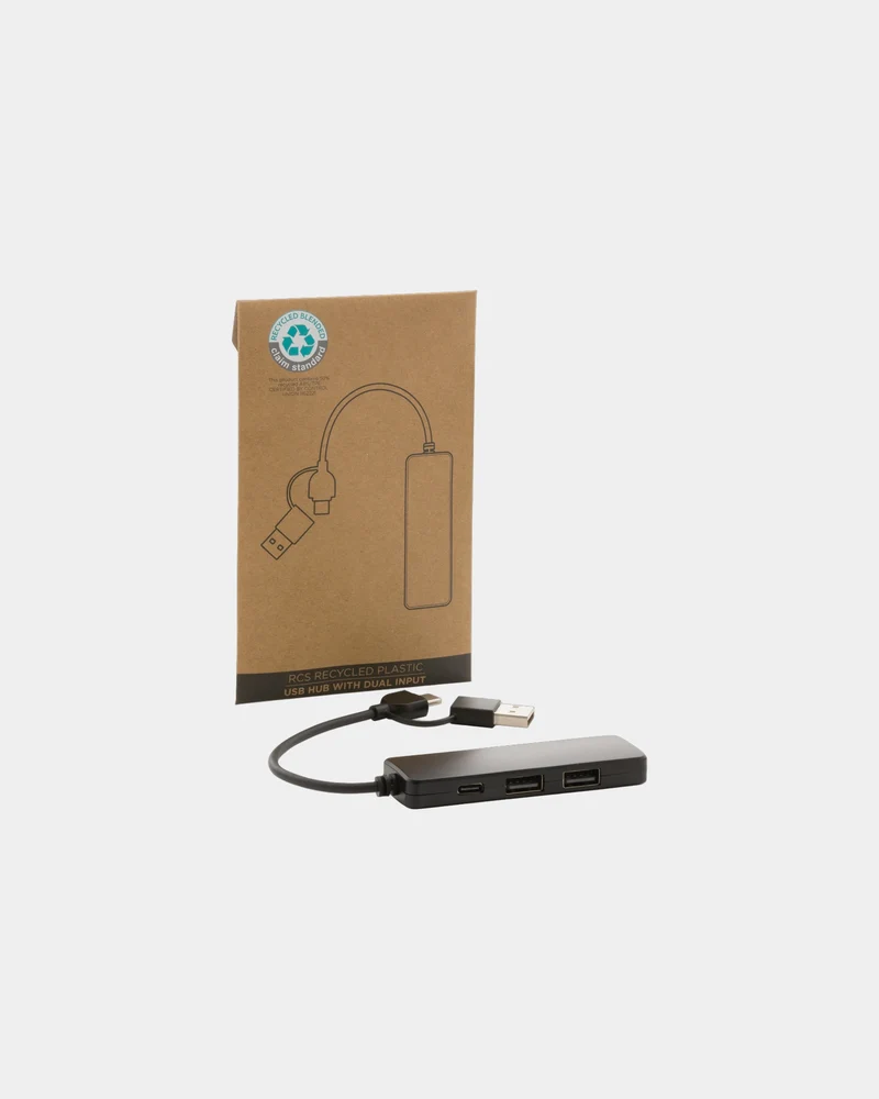 Hub USB plástico reciclado RCS para personalizar