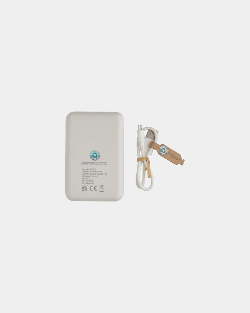 Power bank plástico reciclado 10.000 mAh para personalizar