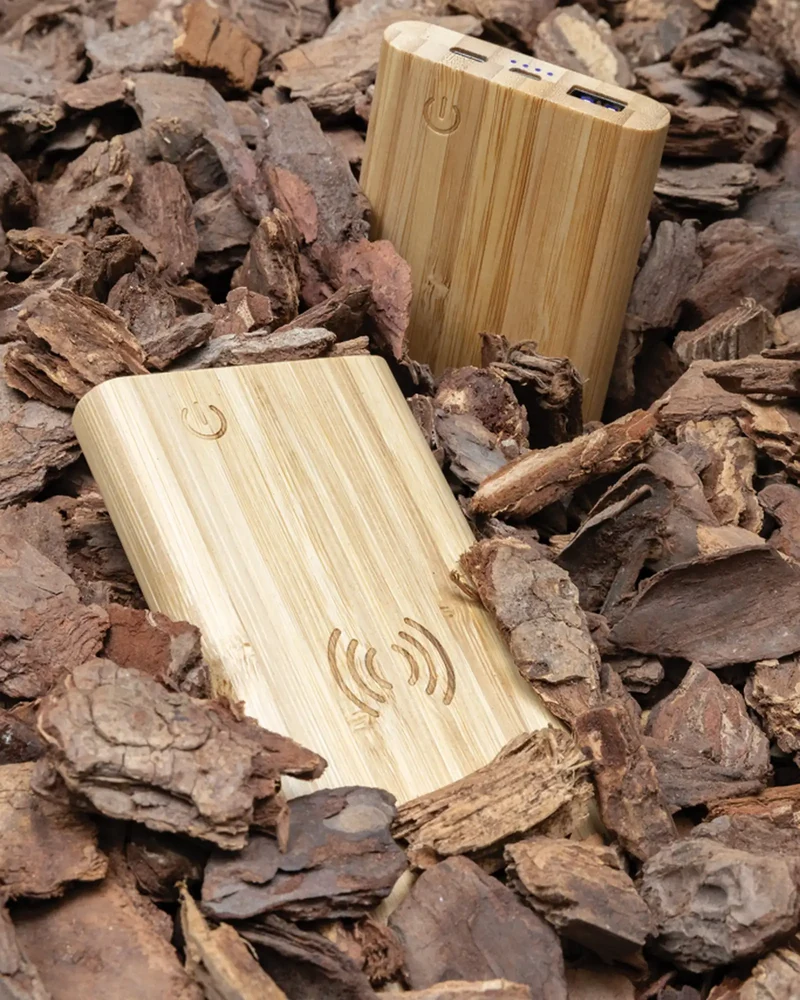Power bank de bambú FSC 5000 mAh para personalizar