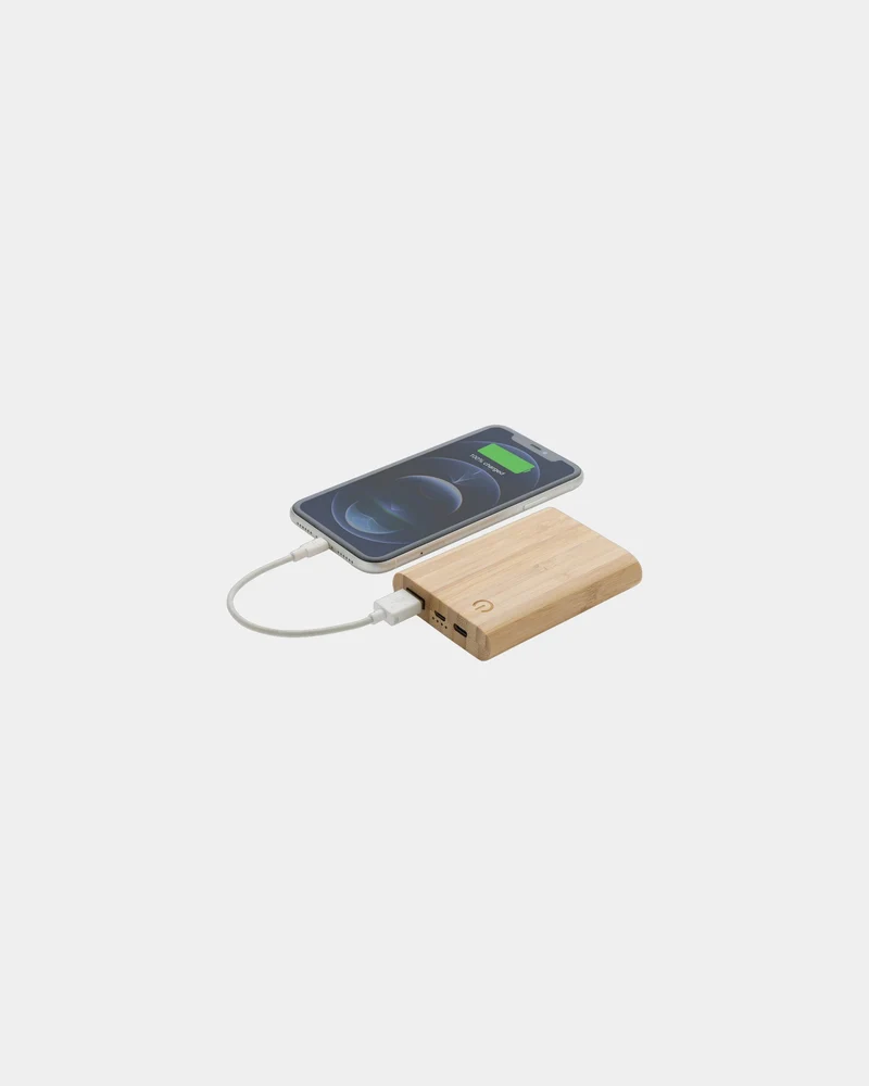 Power bank de bambú FSC 5000 mAh para personalizar