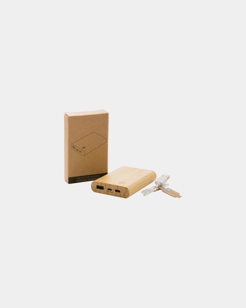 Power bank de bambú FSC 5000 mAh para personalizar