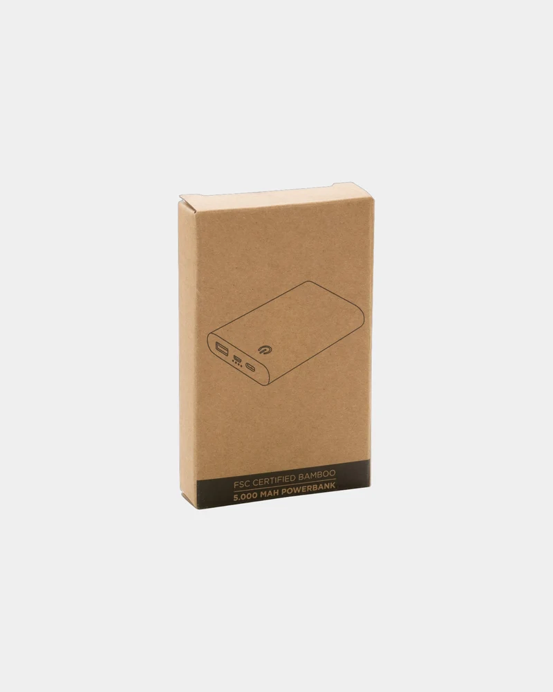 Power bank de bambú FSC 5000 mAh para personalizar