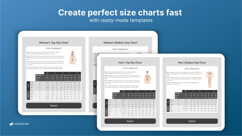 Easy Size Chart & Size Guide