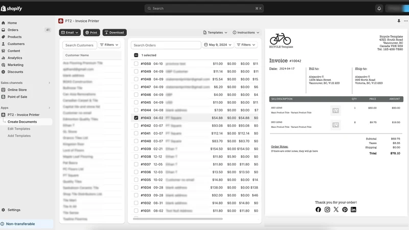 PT2 ‑ Invoice Printer