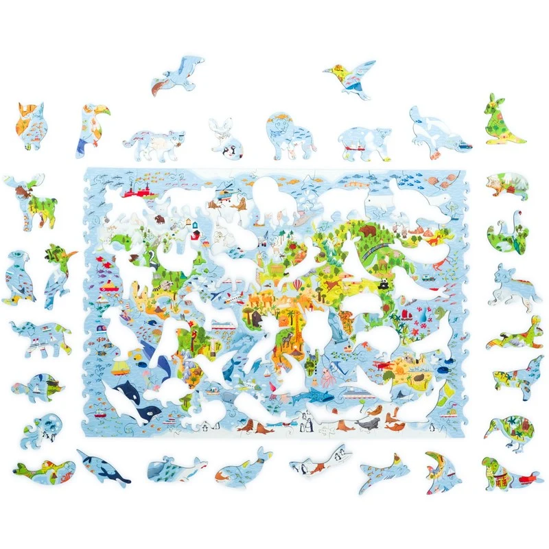 Puzzle madera Mapa del mundo - Unidragon (Liquidación)