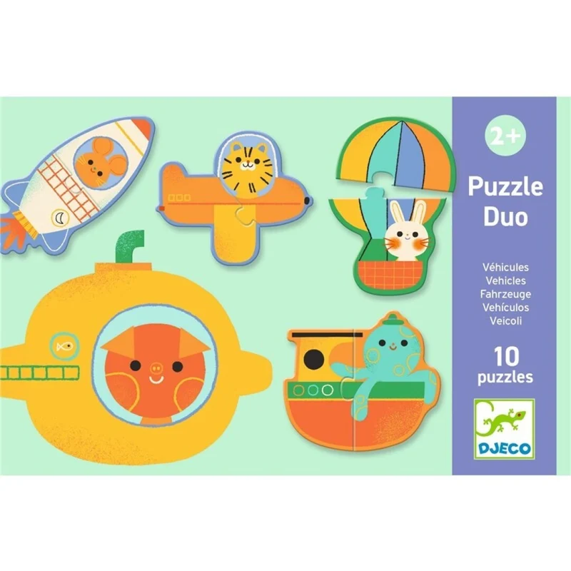 10 Puzzles Duo: Vehículos - Djeco