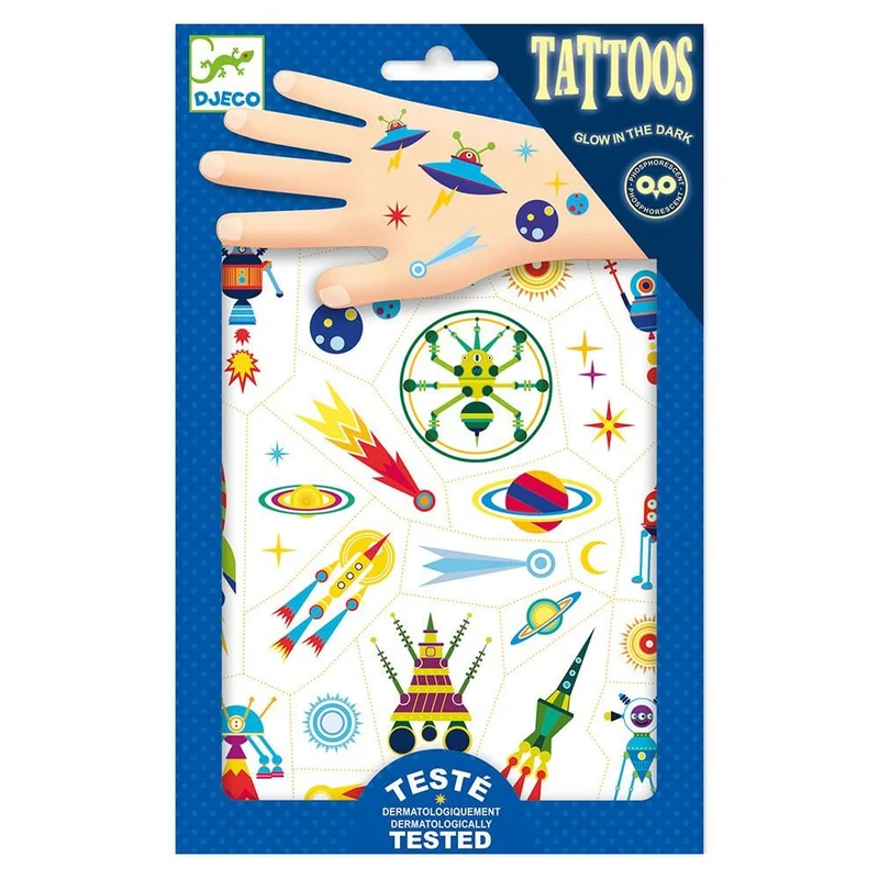 Tatuajes espacio brilla en la oscuridad - Djeco