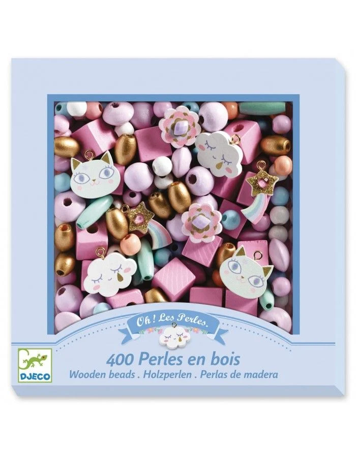 400 perlas de madera arcoiris