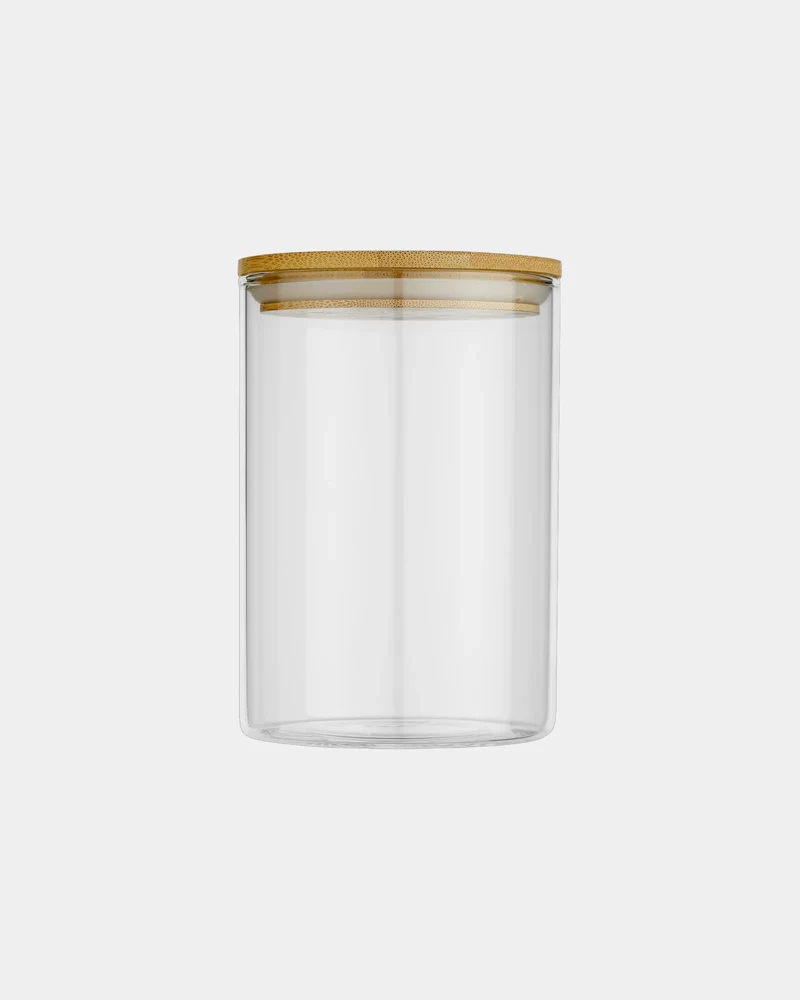 Recipiente de vidrio y bambú 550ml para personalizar
