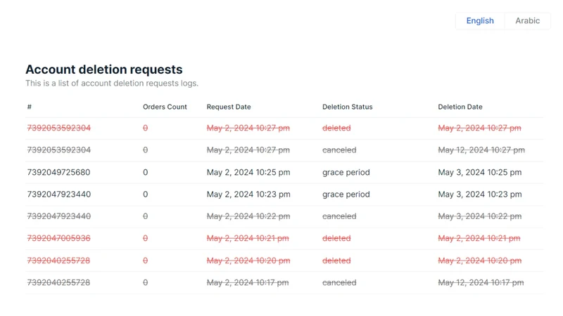 Bayanatify ‑ Delete Accounts