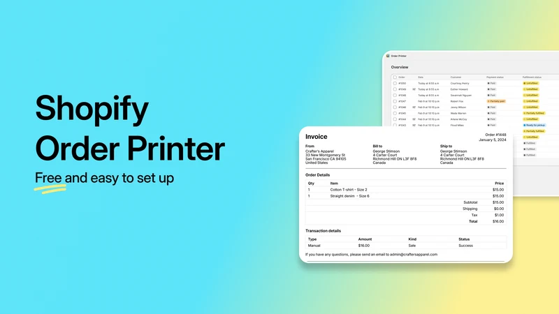 Shopify Order Printer