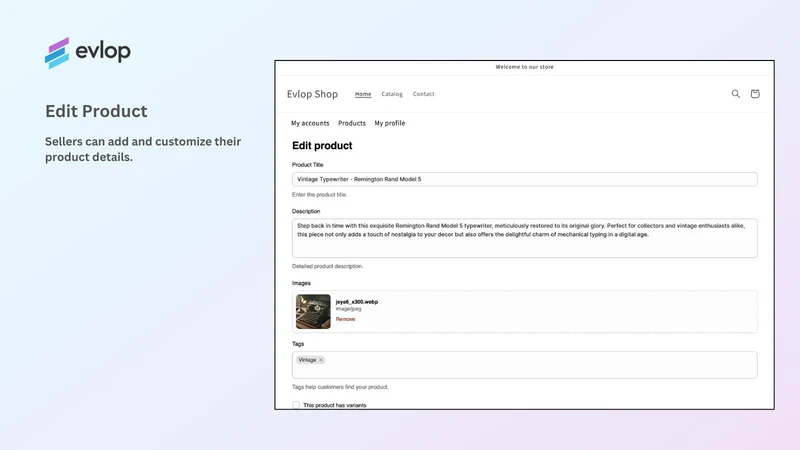Evlop ‑ Marketplace