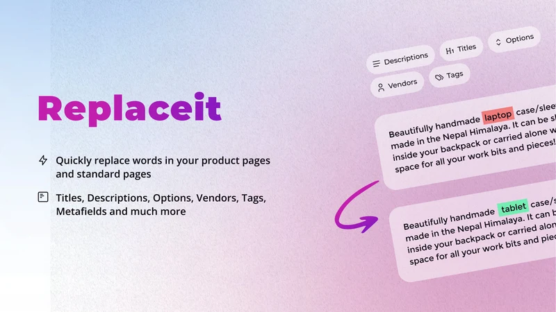 Replaceit ‑ Bulk edit products