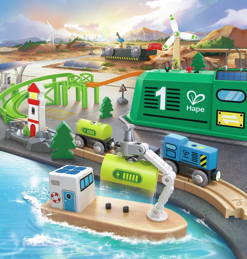 Set de Tren de Energía Eco en Cubo - Hape