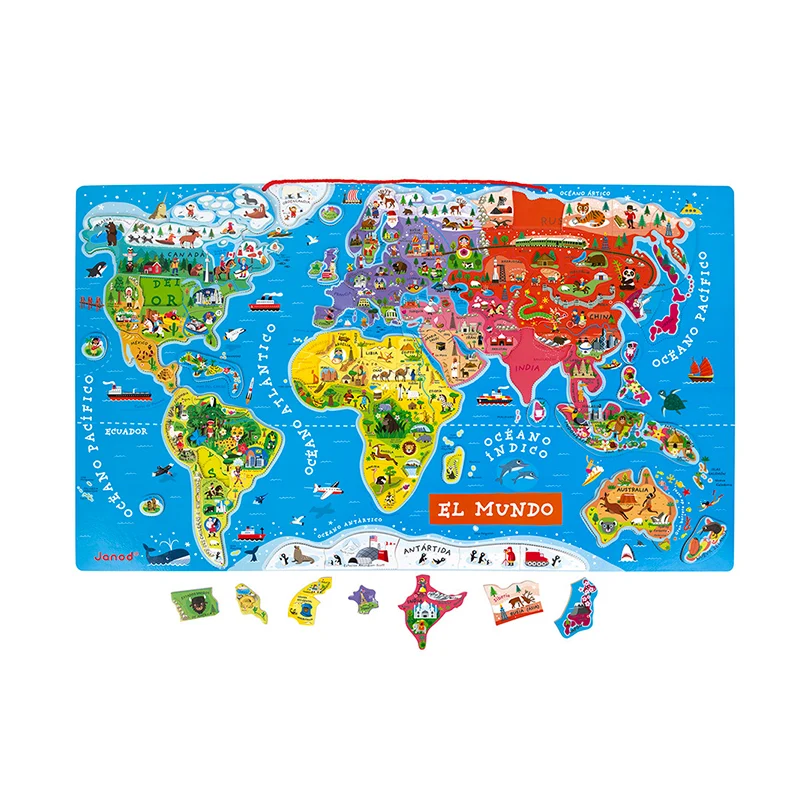 Puzzle Mapa Magnético: Atlas Mundial (Español) - Janod