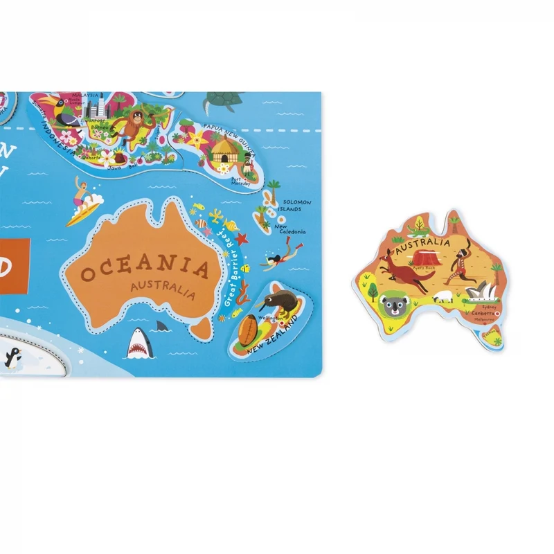 Puzzle Mapa Magnético: Atlas Mundial (Español) - Janod