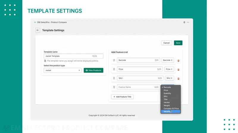 EM SelectPro ‑ Product Compare