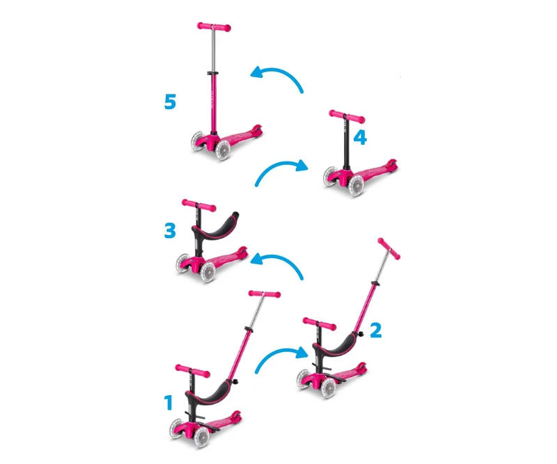 Patinete Mini2Grow Deluxe LED Rosa