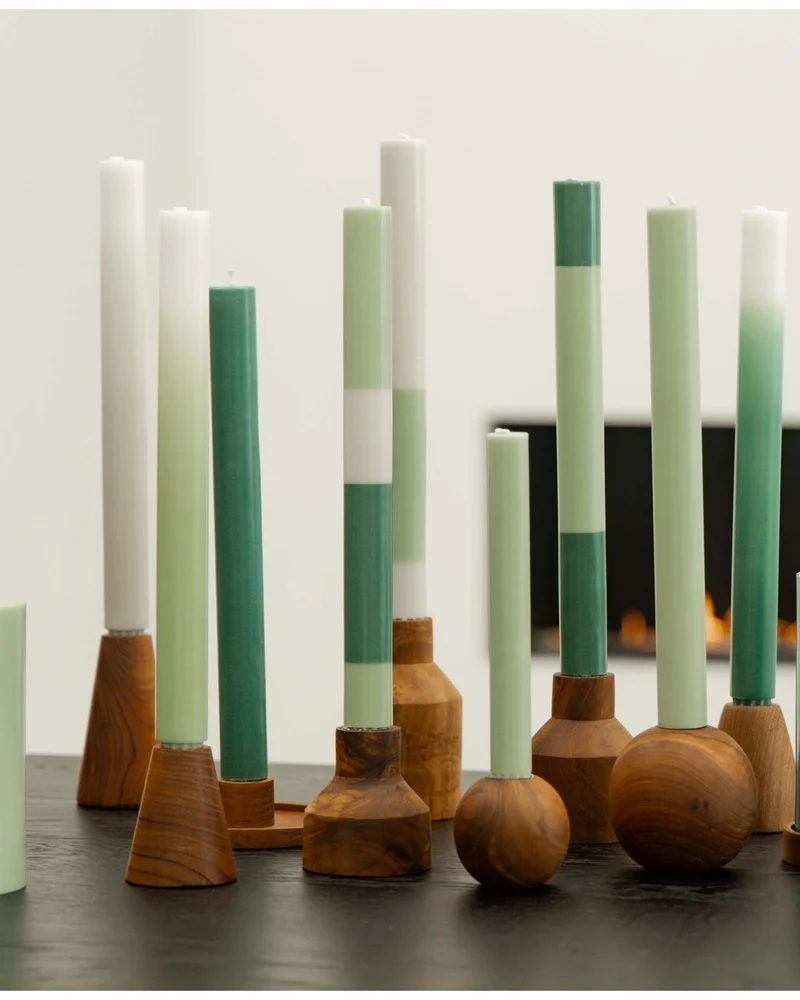 Portavelas de madera reciclada de teca para personalizar