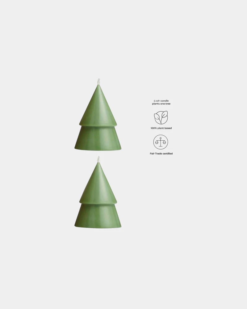Vela natural en forma de árbol set de 2 para personalizar