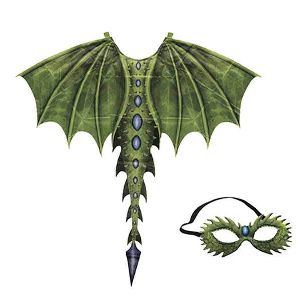 Disfraz Dragón Legendario Verde Alas Suaves 4-6 Años Great Pretenders