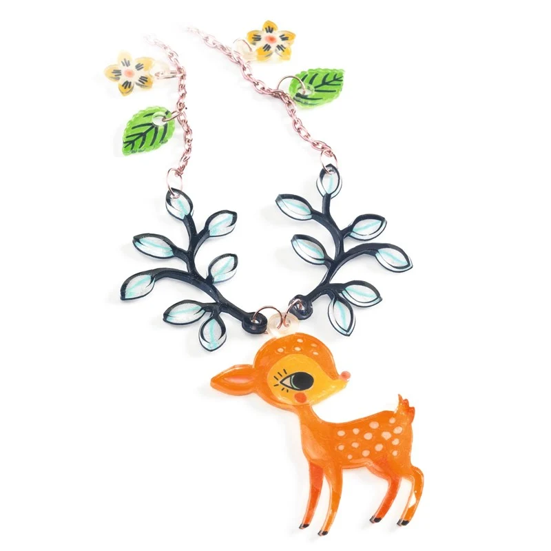 DIY Joyeria de plástico mágico - Cervatillo y ave - Djeco