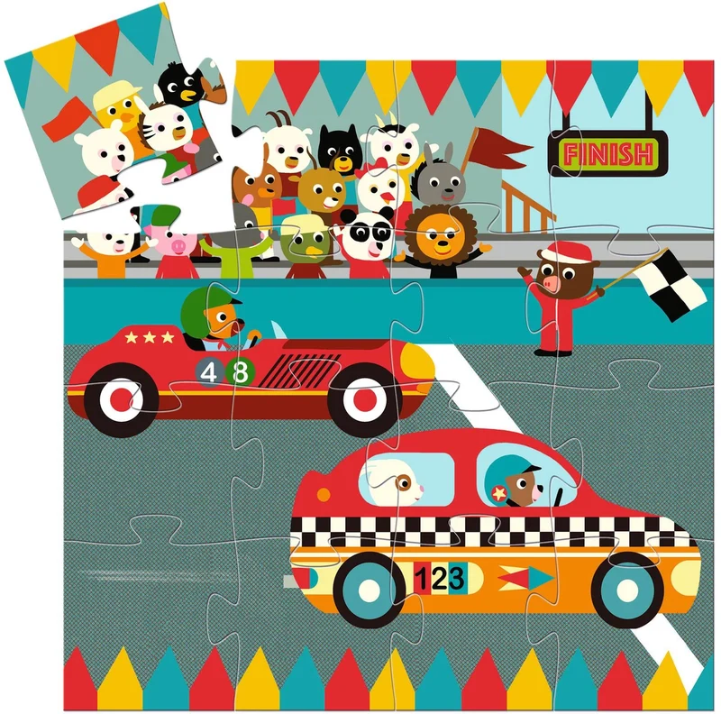 Djeco - Puzzle Silueta - El coche de carreras