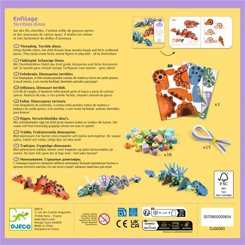 Set de Ensartes Dinosaurios terribles - Djeco