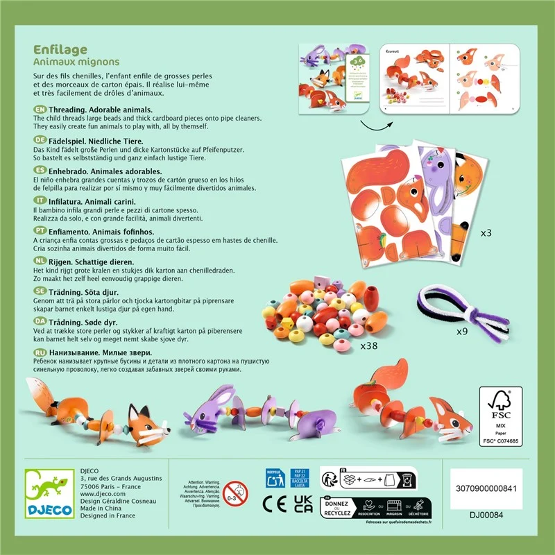 Set de Ensartes Animales adorables - Djeco