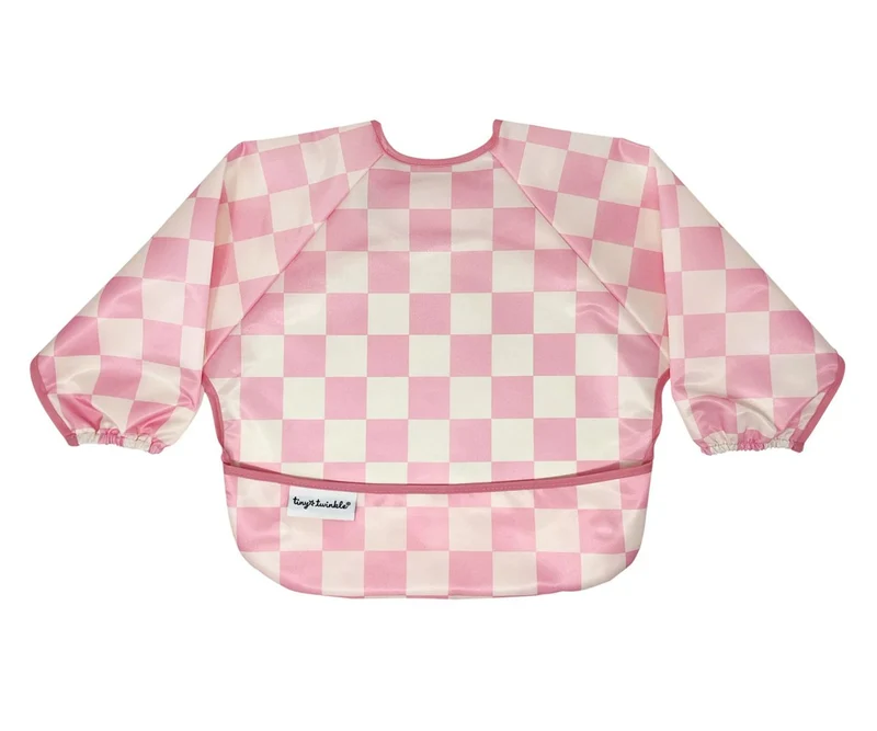 Babero con mangas Impermeable Checkers Pink