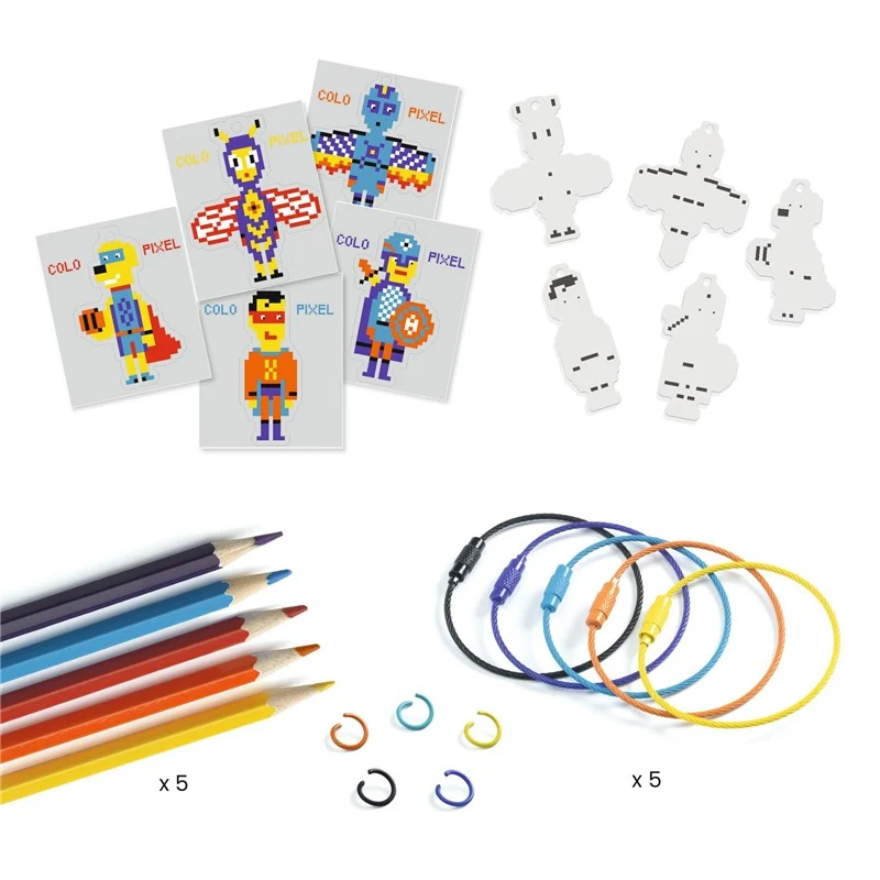 Set DIY llaveros Héroes de Pixel - Djeco