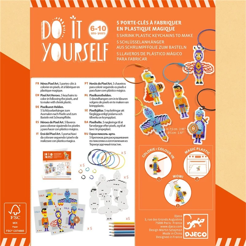 Set DIY llaveros Héroes de Pixel - Djeco