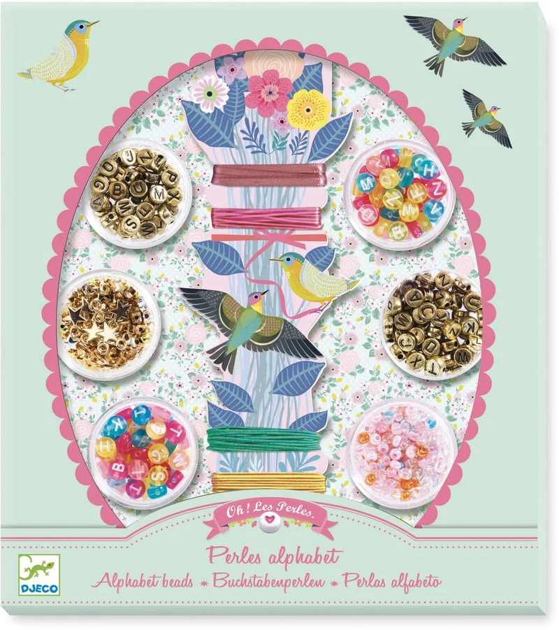 Pulseras: Perlas y alfabeto - Djeco