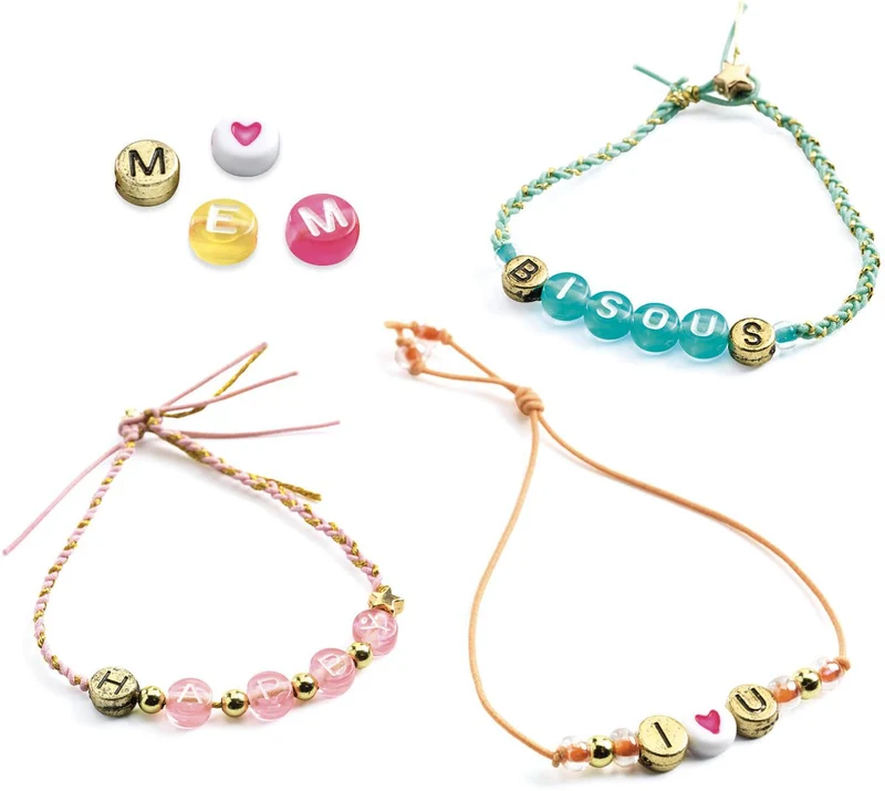 Pulseras: Perlas y alfabeto - Djeco