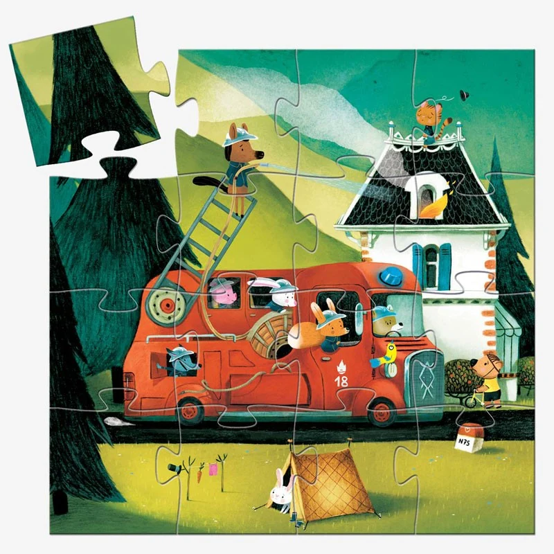 Puzzle Silueta - El camión de los bomberos - 16 pzs.